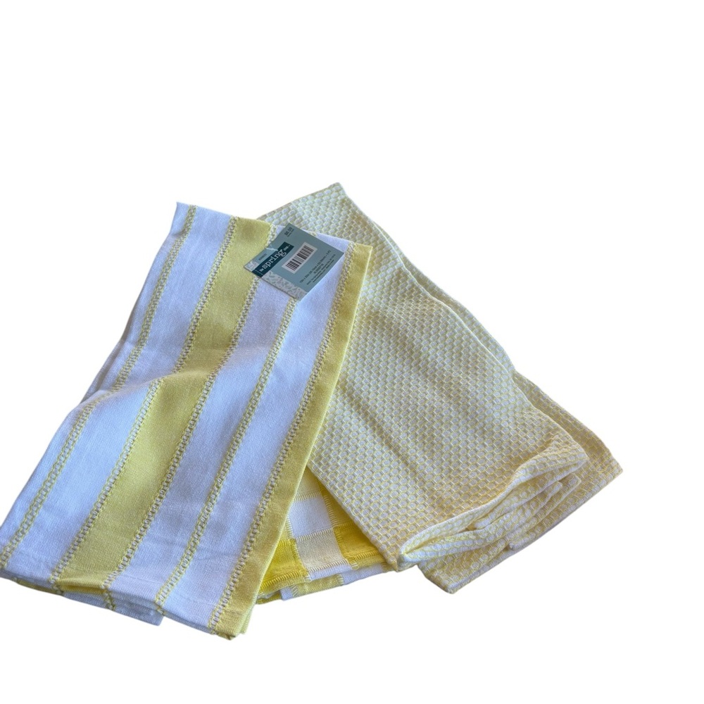 NWT Hobby Lobby Spring Shop Set 3 Towels Yellow White 15x25 Spring Easter